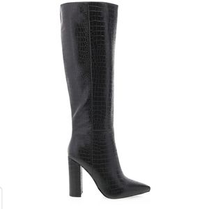 Black Croc Look Boots